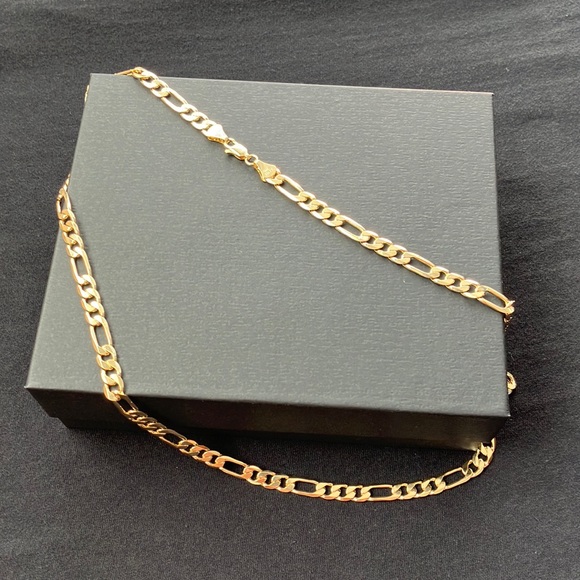 Solid Figaro Chain Necklace 14K Yellow Gold 24’’. - Picture 6 of 7